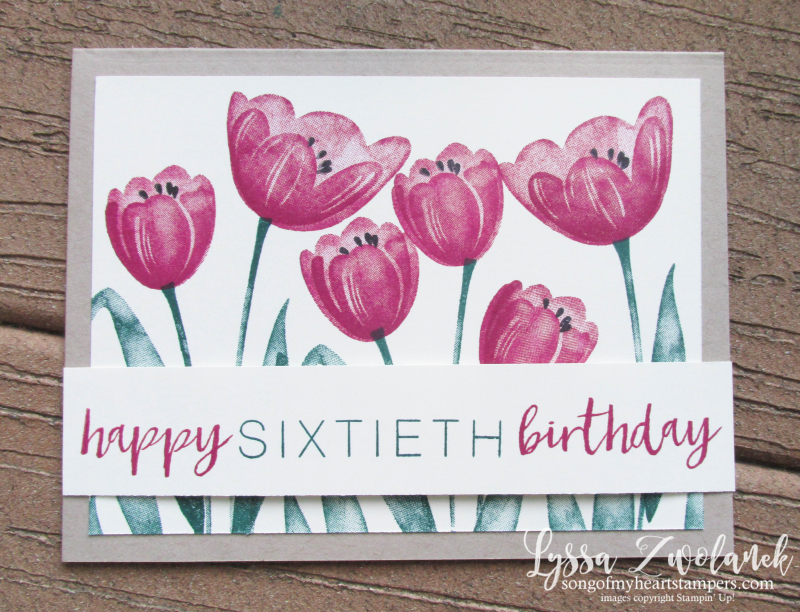 Tranquil Tulips Stampin Up shop with Lyssa hostess stamp set anniversary techniques layouts