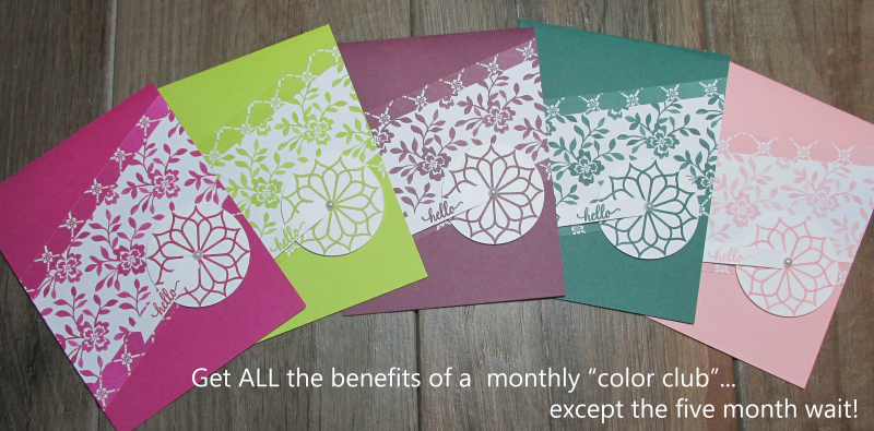 Imagine in color cards Lyssa stampin up incolors bundle offer share ribbon sampler