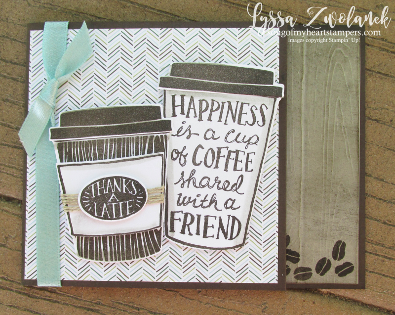 Coffee Bean Cup Pot Cafe Break Time scrapbooking papers DIY cardmaking Stampin Up shop with Lyssa