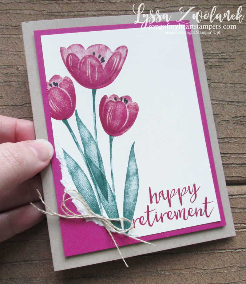 Tranquil Tulips Stampin Up shop with Lyssa hostess stamp set retirement milestone techniques layouts