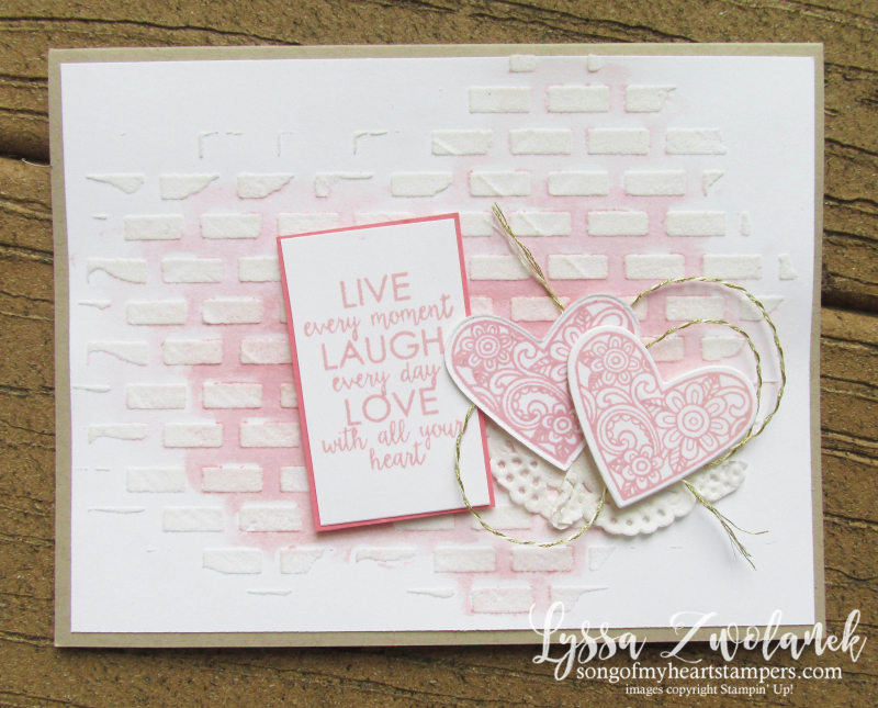 Ribbon of Courage awareness ribbons how to watercolor ebossing paste stencils Stampin Up brick wall