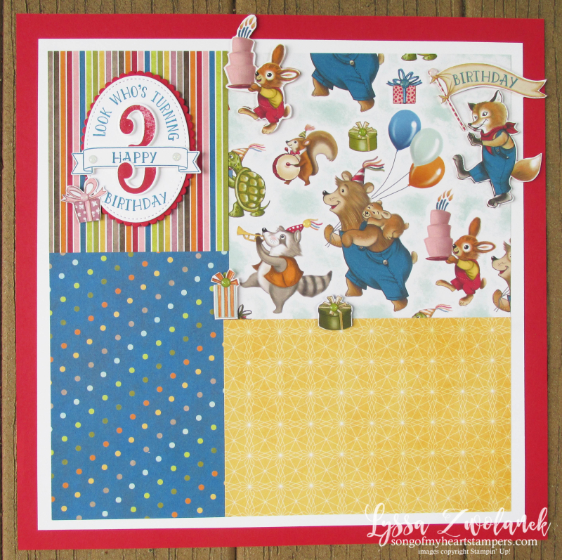 Birthday Memories party animals Richard Scary scrapbook pages days layout child 31 stampin up