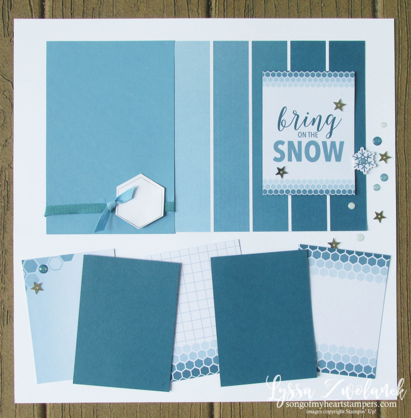 Let it Snow Christmas snowman pages stampin up color theory 31 days scrapbooking layout Lyssa