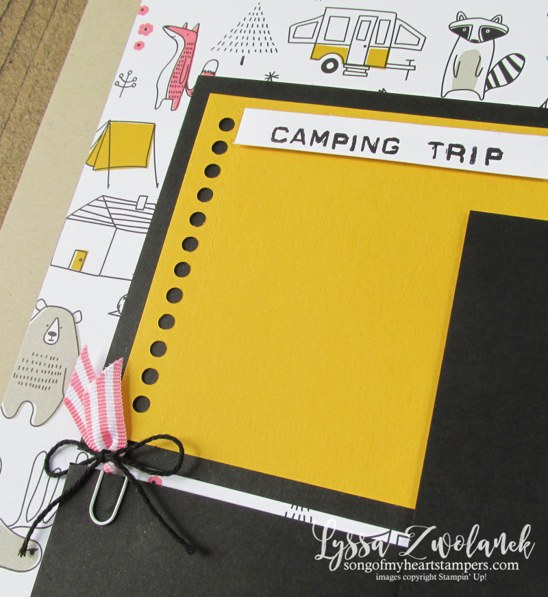 Camping Trip spread layout scrapbook pages stampin up Lyssa album series 31 pages days