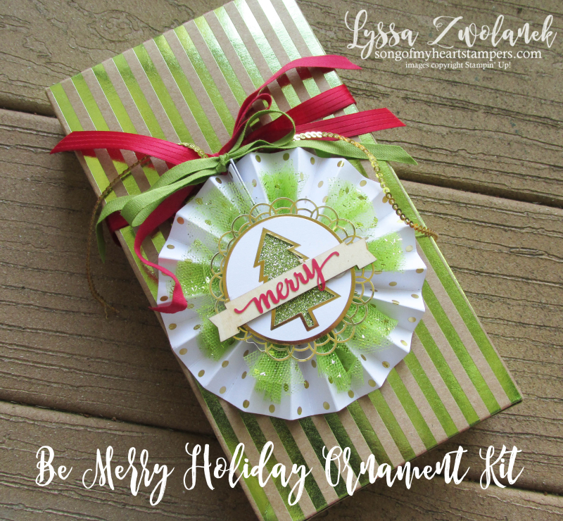 Be Merry holiday ornament stampin up kit Lyssa DIY Christmas packaging decor