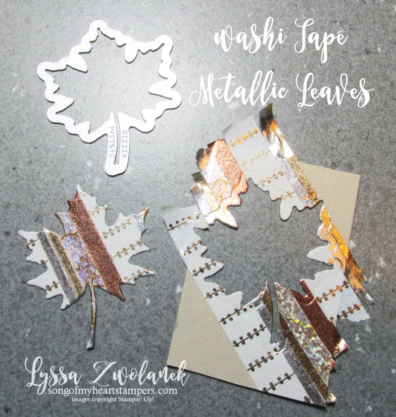 Metallic Washi Tape Autumn Leaves Leaf stampin up Lyssa fall tutorial card stamps