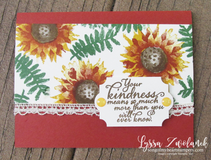 Painted Harvest sunflowers thanksgiving thankful card Stampin Up Lyssa Autumn