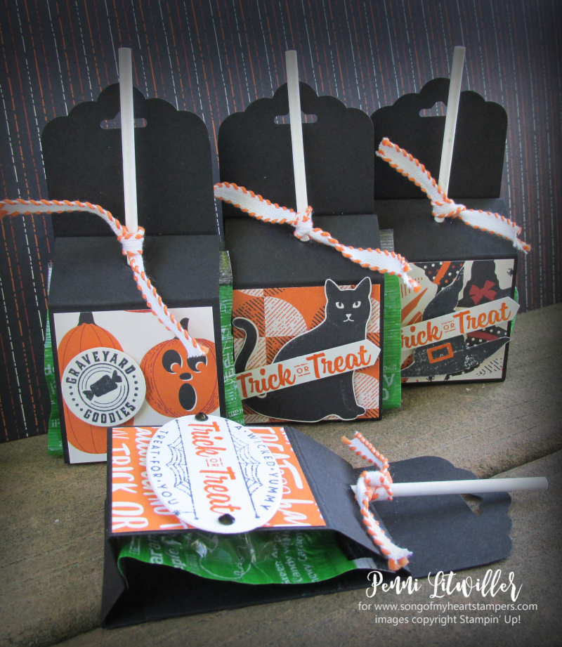 Halloween treat sucker holder candy quick ideas stamping lollipop classroom Penni Lyssa Stampin Up