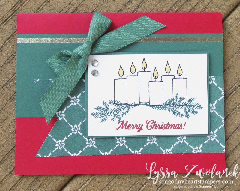 Merry Patterns Christmas stamp set Tranquil Tide free stampin up hostess Lyssa holiday card