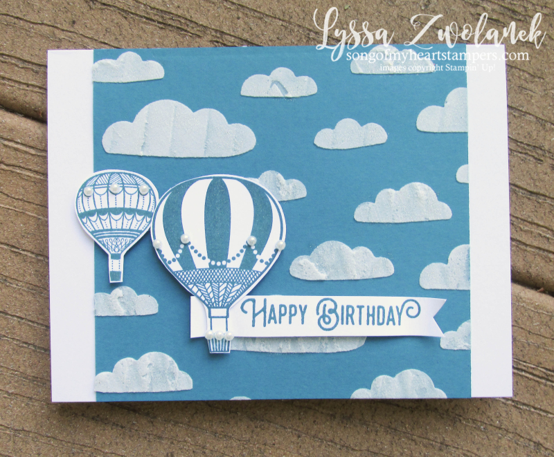 Lift Me Up hot air balloon ride birthday embossing paste cloud stencil cloud Stampin Up