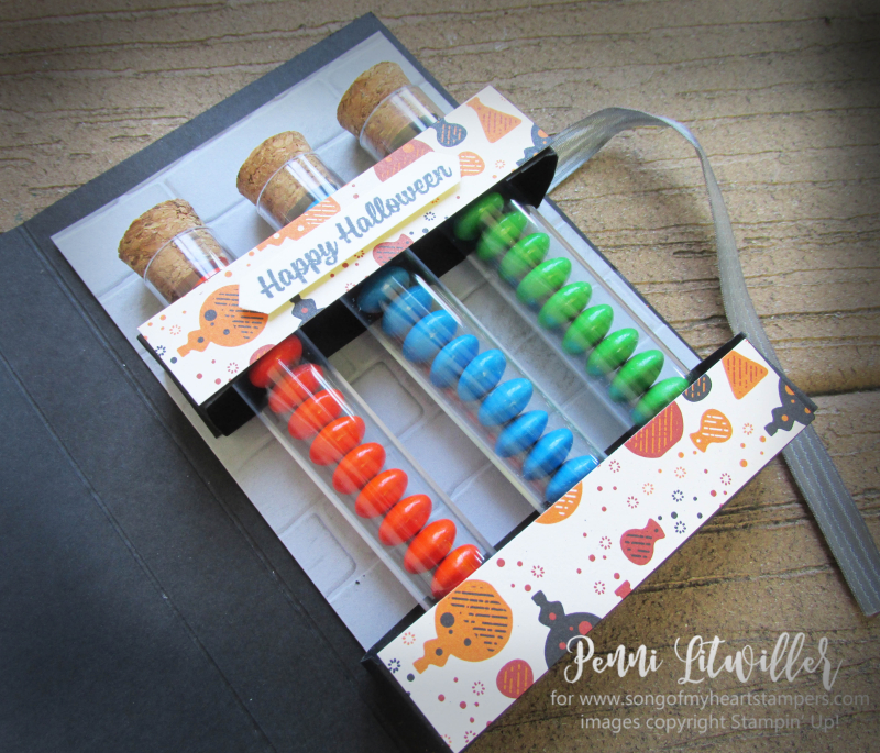 Detailed Thinlets Mad Scientist test treat tubes kit Spooky Night Stampin Up M&Ms graveyard gate