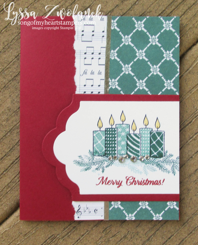 Merry Patterns Christmas stamp set free stampin up hostess Lyssa Tranquil Tide holiday card