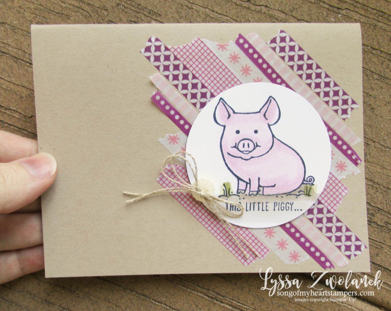 This Little Piggy piggies pig Stampin Up barnyard blends alcohol markers washi tape