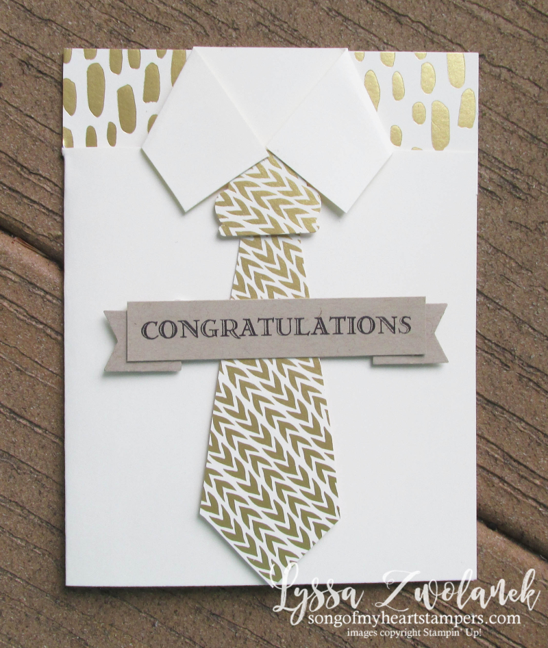 Shirt and tie congratulations card bundle of love gold foil papers stampin up