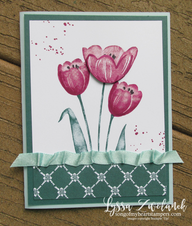 Tranquil Tulips ruched ribbon Tear Tape stampin up tutorial