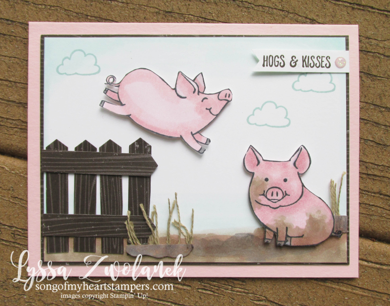 This Little Piggy stampin up class month tutorial escape cardmaking DIY pig piggies farm blends