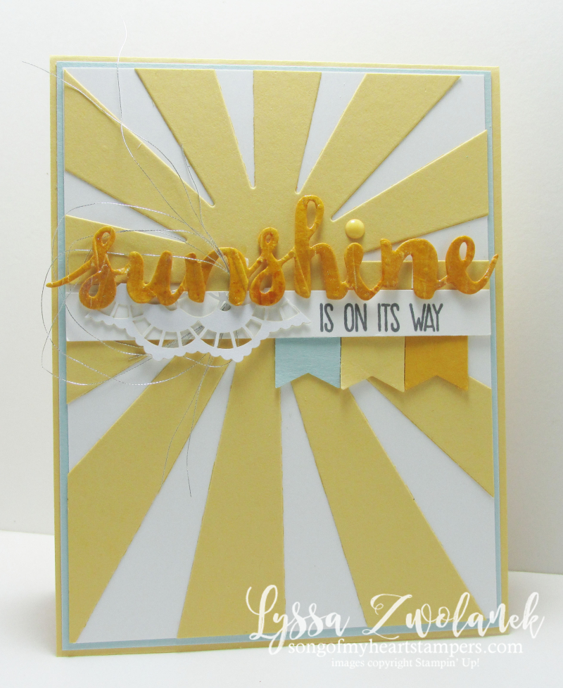 You are my sunshine starburst diecut framelis rays sunny Stampin Up card