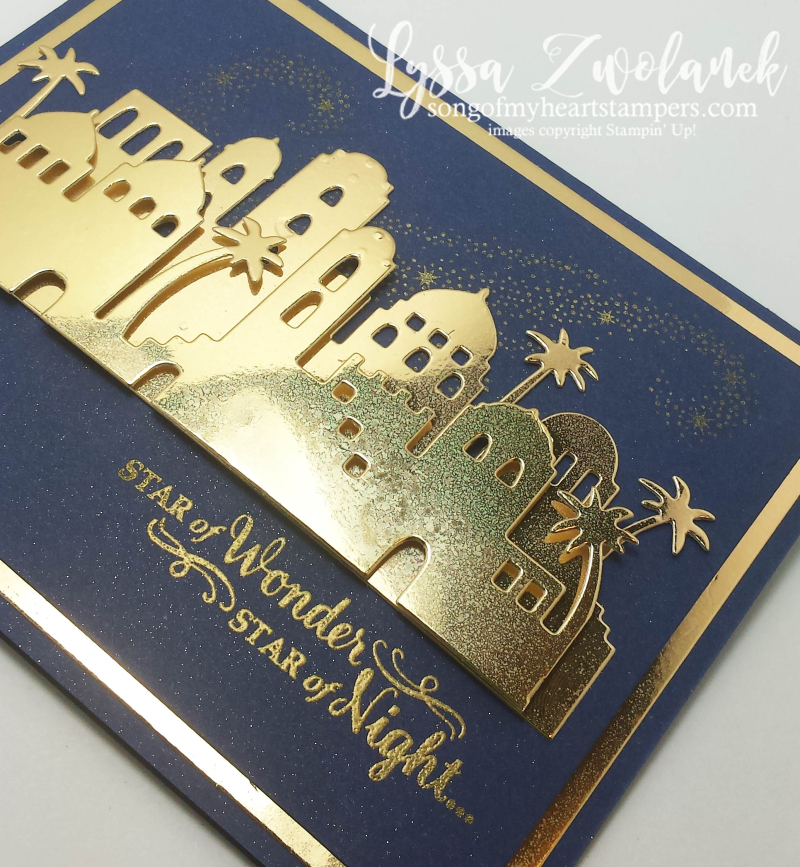 Bethlehem Edgelits thinlets night skyline stars Stampin Up christmas gold navy stamps Shop Lyssa