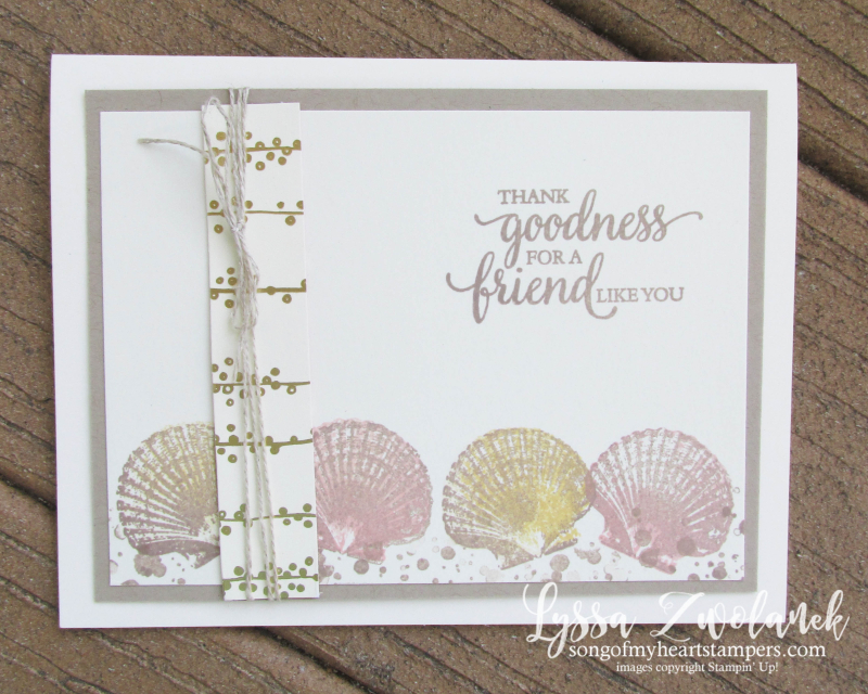 So Many Shells easy thank you card rubber seashore stamps sea seashells beach sand Lyssa