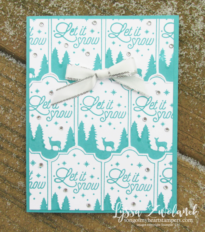 Let it snow stamp Merry Label punch background technique stampin up rubber punches