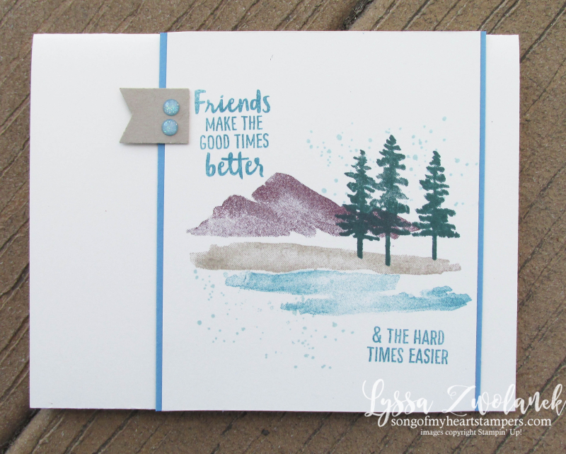 Waterfront stampin up shorleine beach mountains pines watercolor stamp set