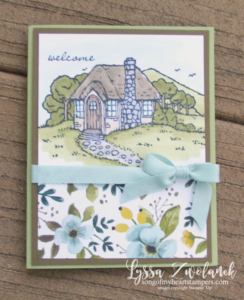 Cozy Cottage Stampin Up hostess exclusive rubber stamps watercolor blends english welcome countryside