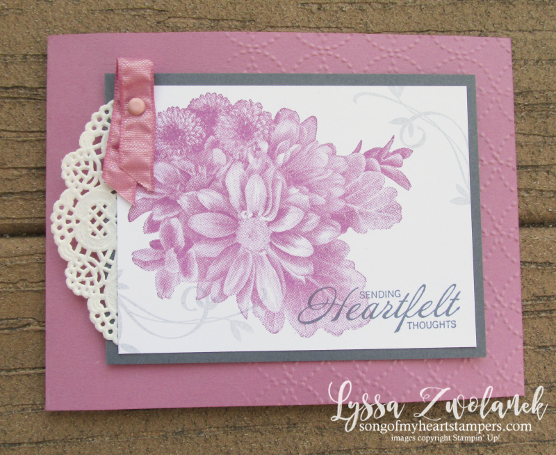 Beautiful Peacock Rose Wonder Heartfelt Thoughts Stampin Up sugarplum sympathy Lyssa card stamps