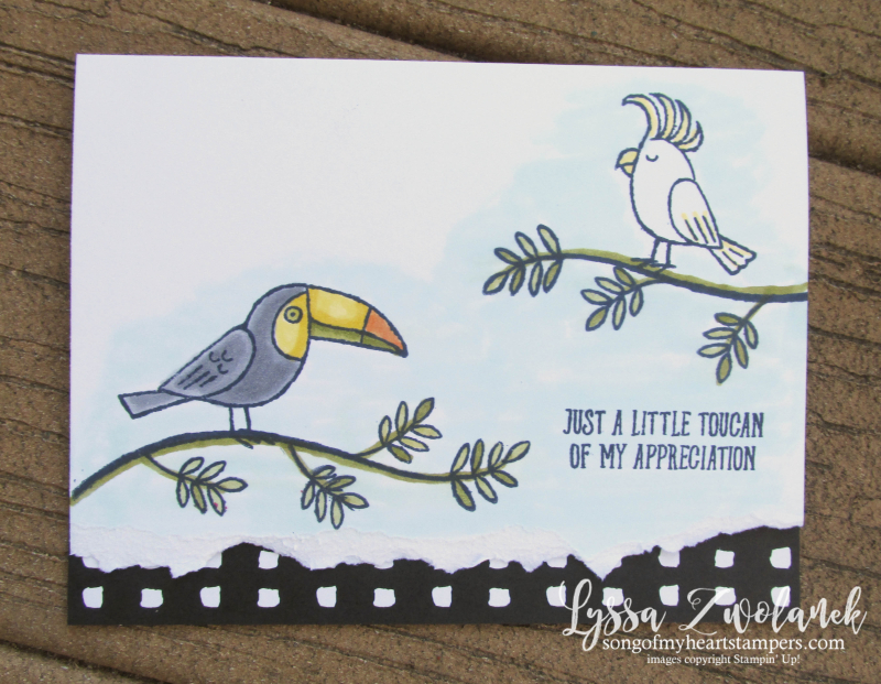 Bird Banter card stamps birds stampin up cockatoo Lyssa toucan tropical parrot