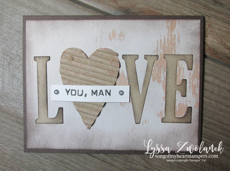 Large Letters love valentine diecut stamps eclipse technique Stampin Up masculine cardboard cardmaking