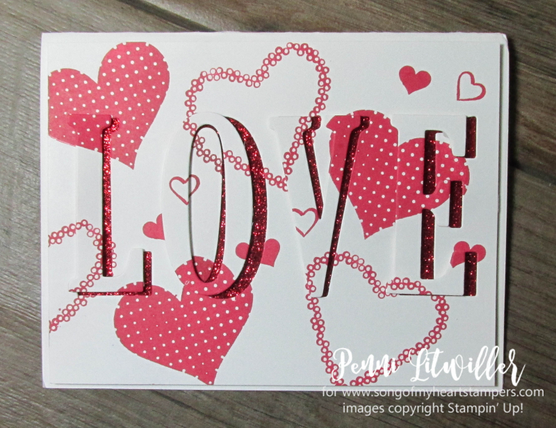 Eclipse Technique valentine love card red glitter Stampin Up cards rubber stamp