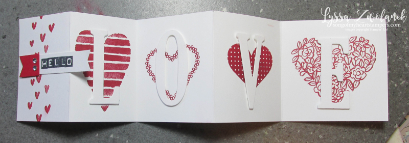 3x3 mini foldout popup card valentine love large letters stampin up shop now Lyssa stamps