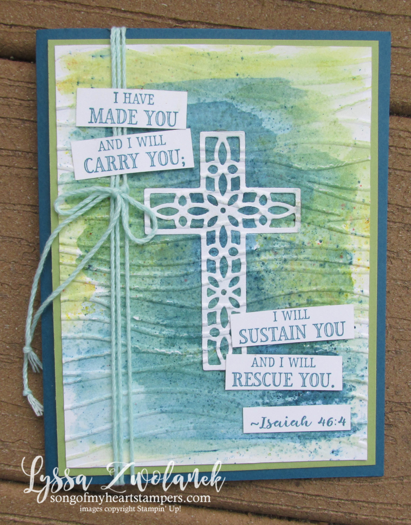 Hold Onto Hope Christian scripture bible verse cross diecut Stampin Up Lyssa rubber stamps Brusho