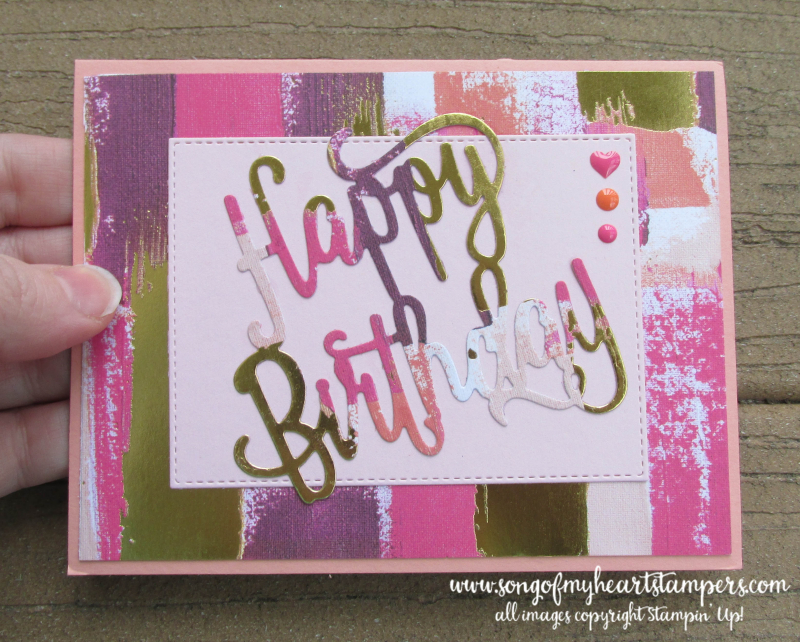 Painted with love die cut framelits watercolor wash golf foil embossing birthday 12x12 papers