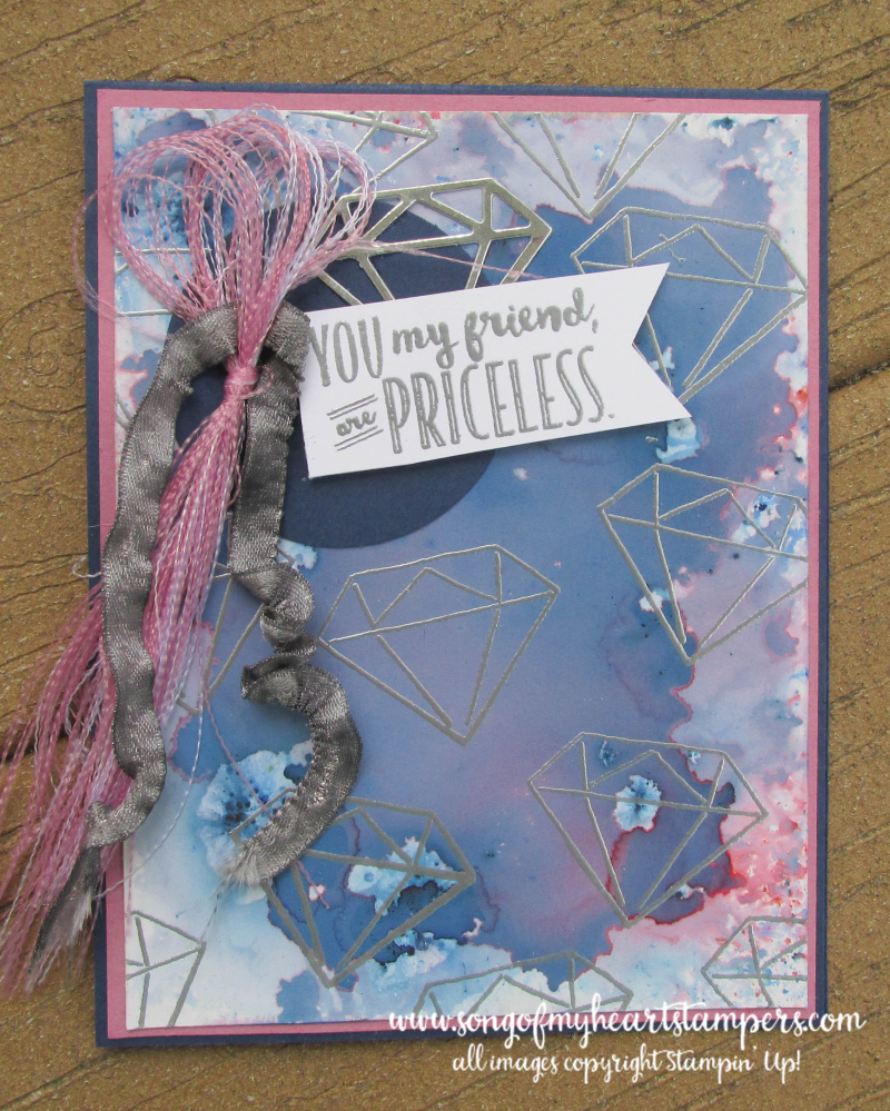 Youre priceless gem diamond sparkle rubber stamps Stampin Up card layouts techniques