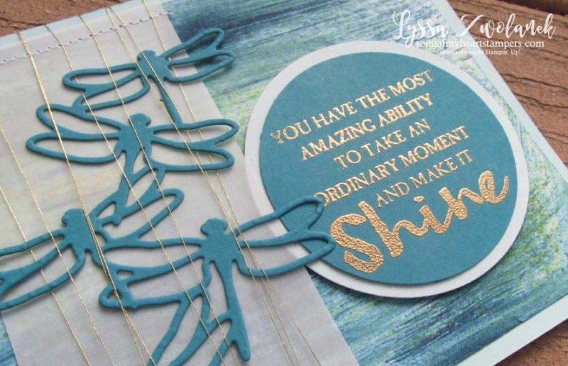 Dragonfly dreams die cut sizzix stampin up brusho background techniques Lyssa