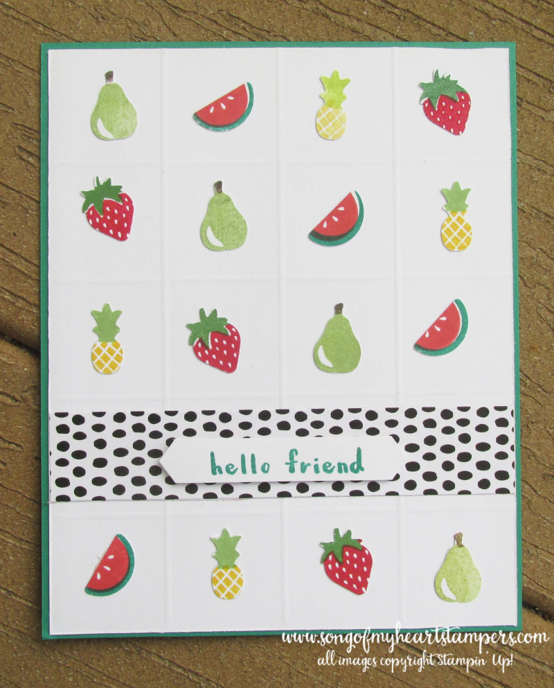 Tutti frutti punch pack apples strawberries pineapple basket stampin up rubber stamps