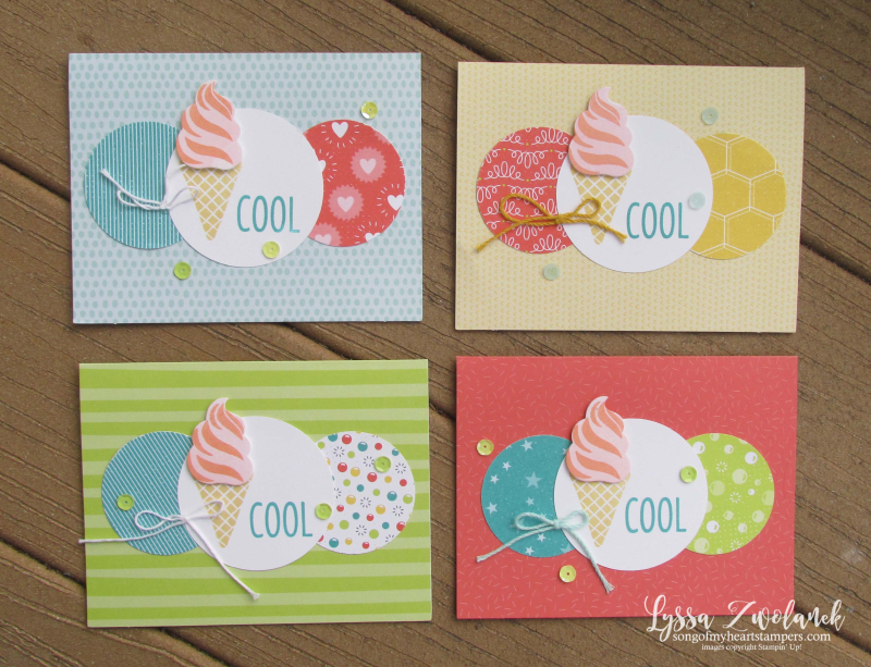 Cool Treats tutti frutti notecards Stampin' Up sizzix dies ice cream cone popsicle rubber stamps