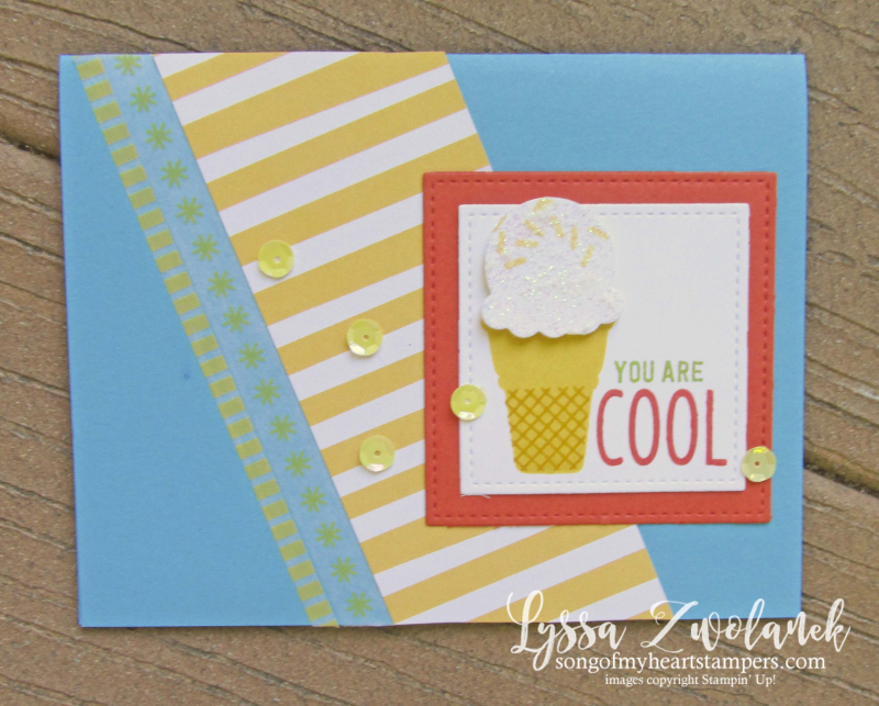 Treats cool ice cream stampin up cone rubber stamps glitter paste sundae sizzix diecut Lyssa