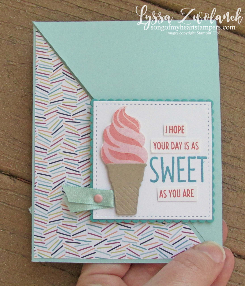 Cool Treats ice cream rubber stamps popsicles Sizzix Stampin Up summer cones class technique diagonal opening