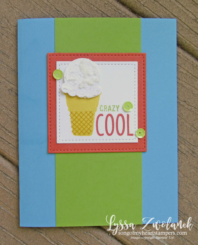 Treats cool ice cream stampin up cone rubber stamps glitter paste sundae sizzix diecut Lyssa