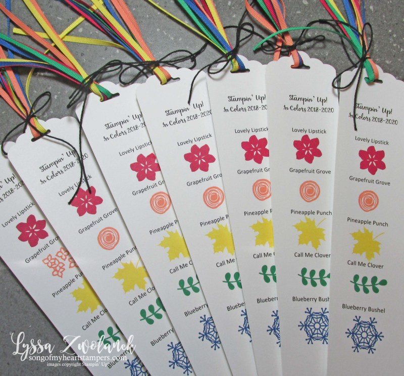 New color bookmarks incolor stampin up 2018 19 20 ribbon sampler