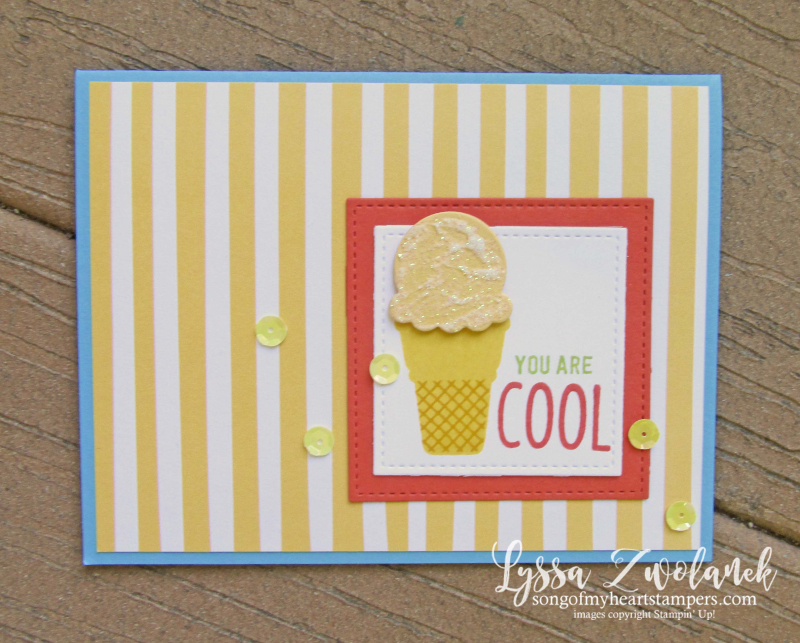 Treats cool ice cream stampin up cone rubber stamps glitter paste sundae sizzix diecut Lyssa