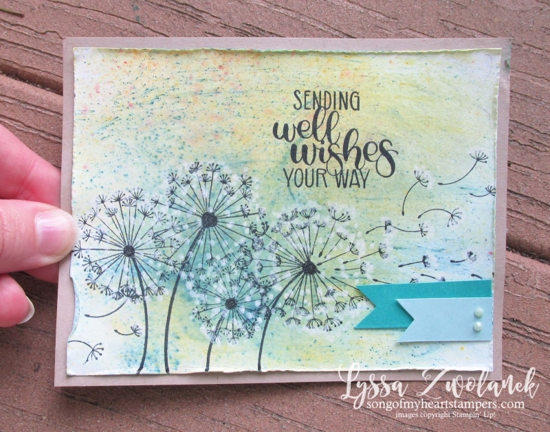 Dandelion wishes stampin up stamp set Lyssa brusho background technique chalk marker