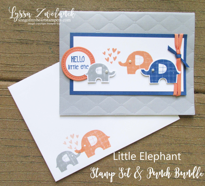 Little elephant bundle builder punch Stampin Up baby congrats shower invite announcements cards