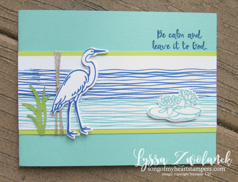 Lilypad Lake blue heron stamp set river water rubber Stampin Up Lyssa