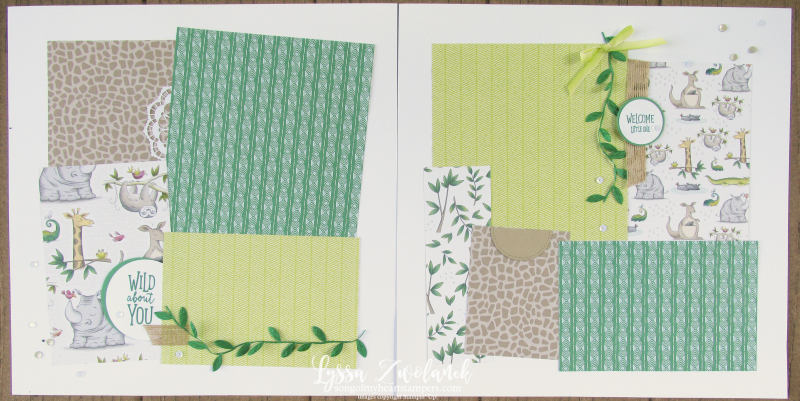 Wild about you animal outing zoo baby pages layouts stampin up 12x12