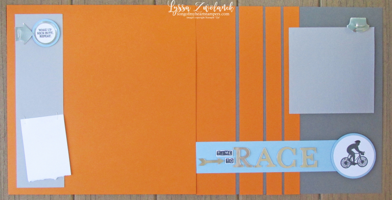 Cycling page scrapbook bike race racing bicycle layout Stampin Up Lyssa