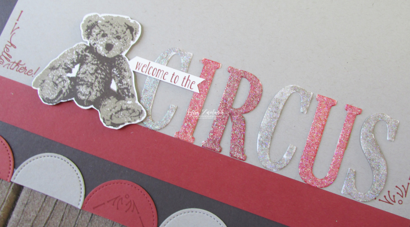 Teddy bear circus scrapbook pages layouts scrapbooking Stampin Up Lyssa