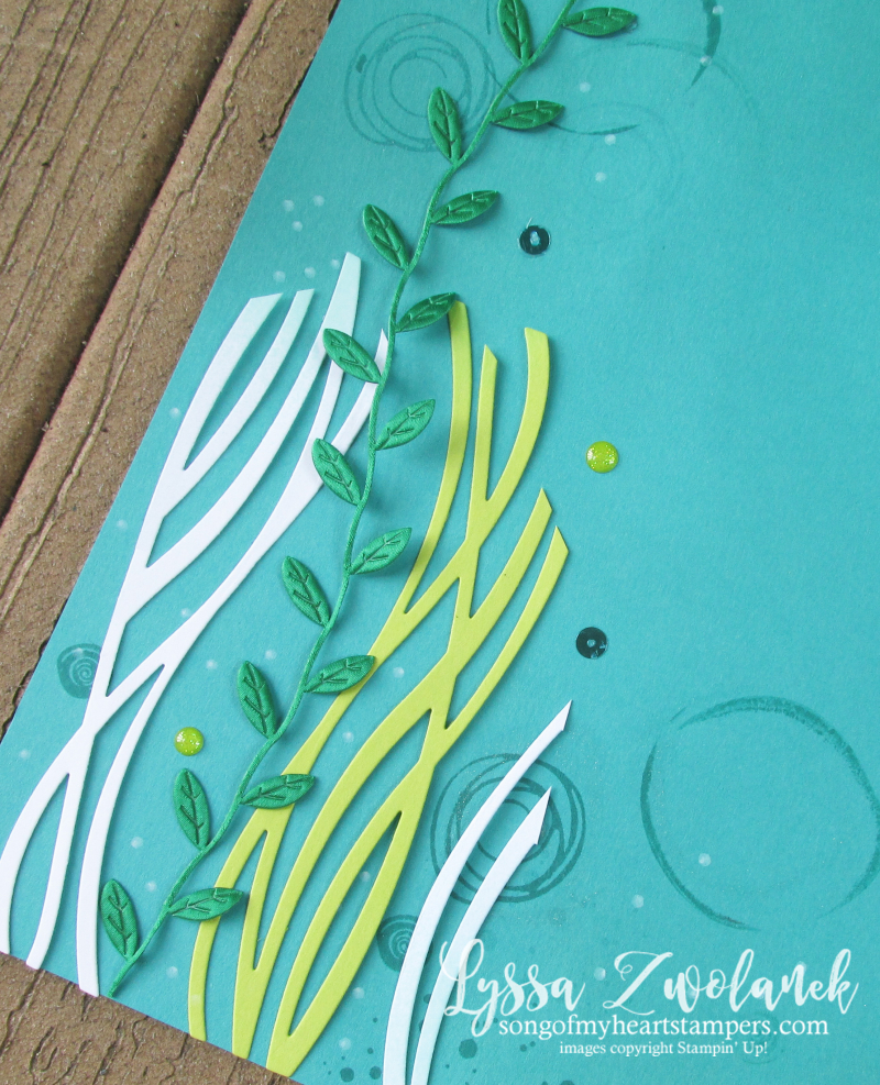 Seaweed under the sea scrapbook layout pool ocean mermaid leaf trim Stampin Up 12x12 layout