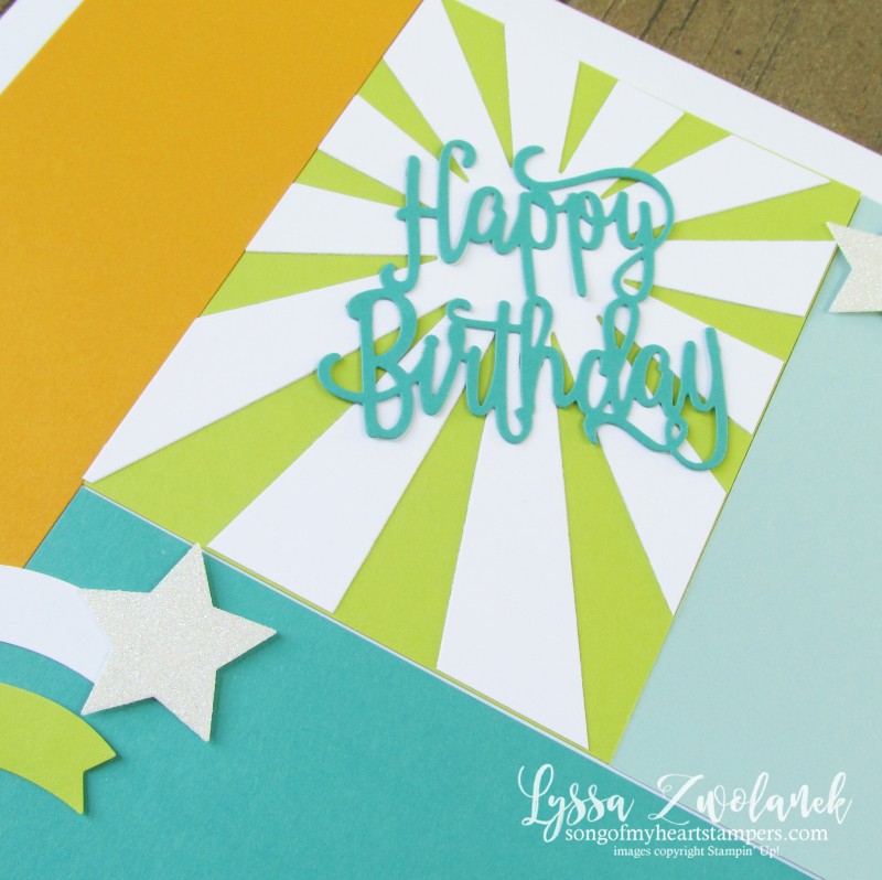 Happy birthday rockstar punch box scrapbook page 12x12 stampin up